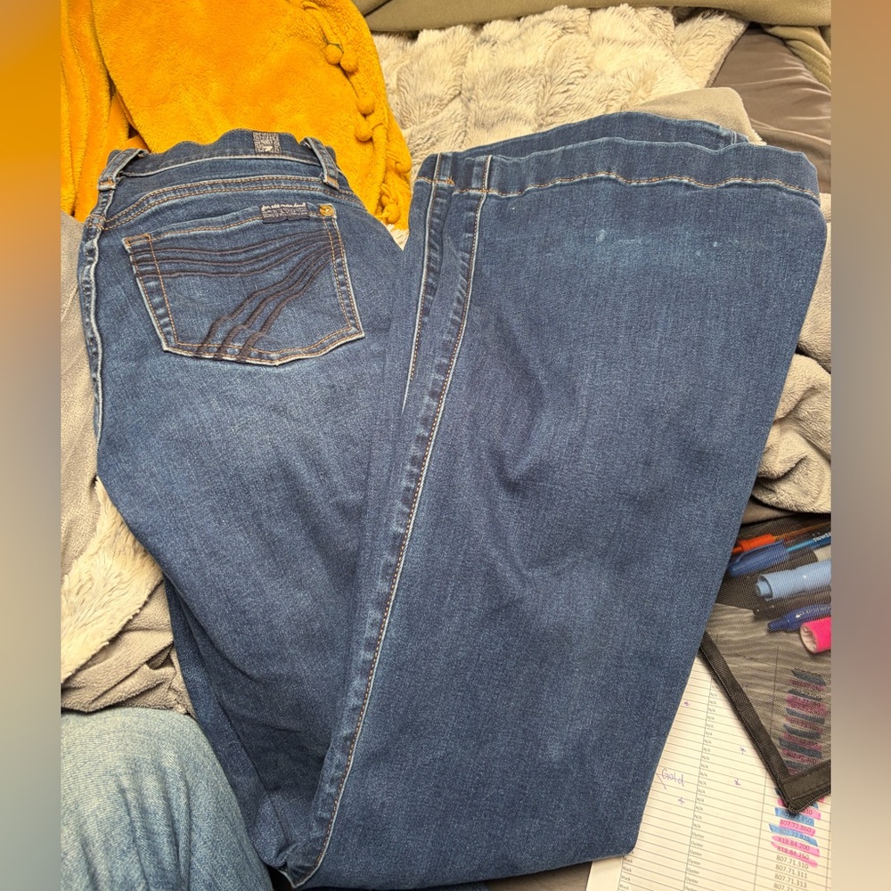 7 For All Mankind Dark Blue Flare Jeans